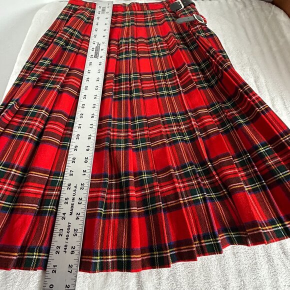 Vintage The Scotch House Women Red Tartan Plaid Wool Kilt Skirt Size 14 Scotland - Picture 8 of 8